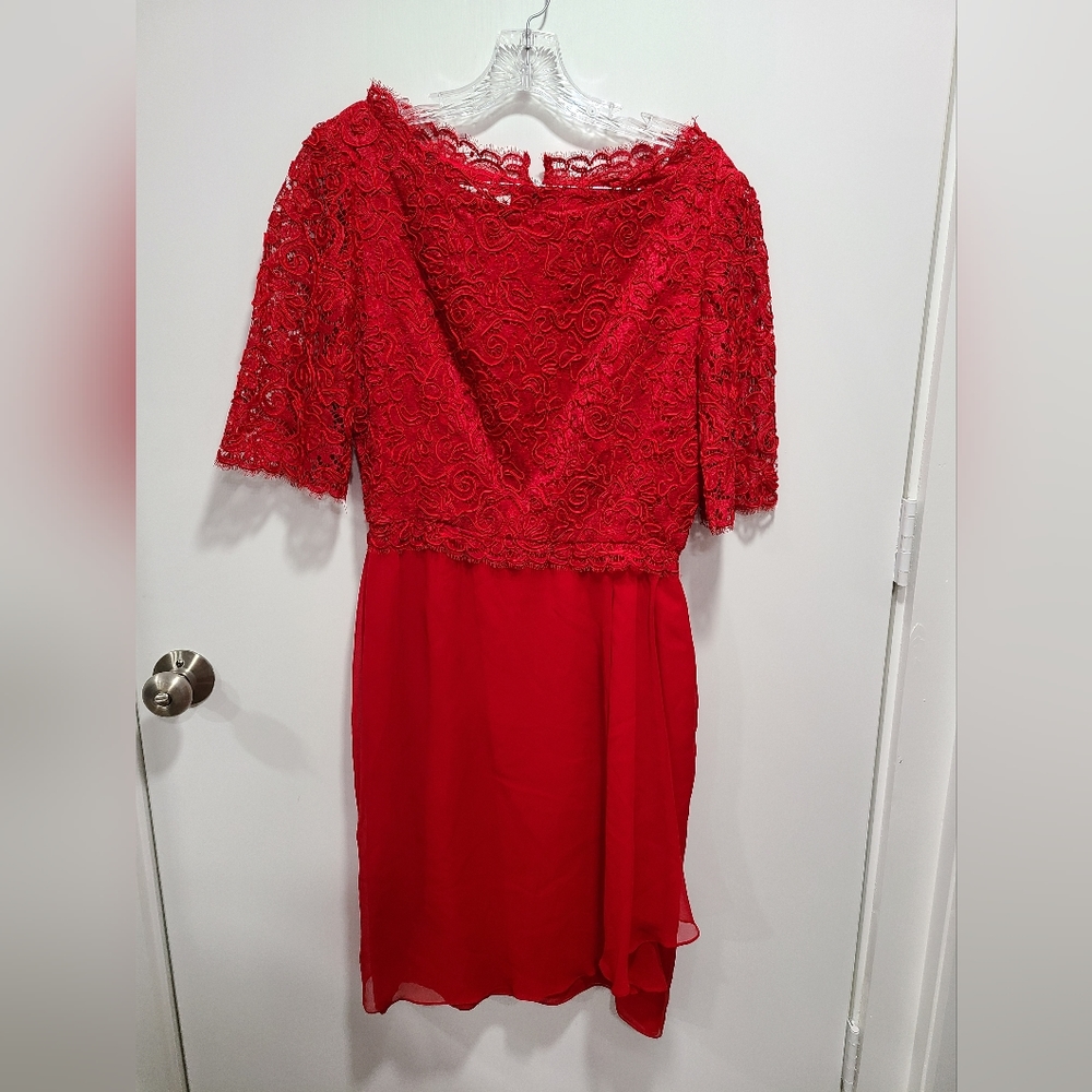 Lily Samii true red dress, lace top
